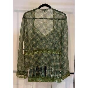 Karen Kane Women's Sheer Green Blouse - Size XL